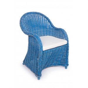 Кресло плетеное с подушкой Garden Relax Martin натуральный ротанг синий Фото 2