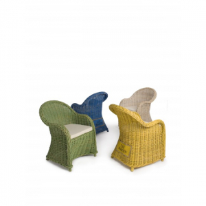Кресло плетеное с подушкой Garden Relax Martin натуральный ротанг синий Фото 8