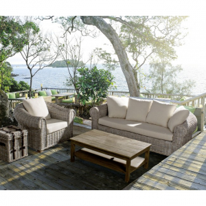 Кресло плетеное с подушкой Garden Relax Coba ротанг, ротанг кубу, дерево манго, лен белый Фото 5