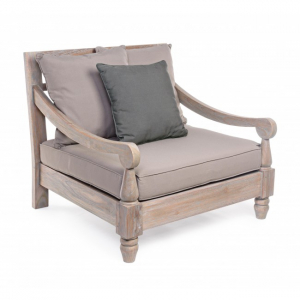 Кресло деревянное с подушкой Garden Relax Bali тик, ткань коричневый Фото 2