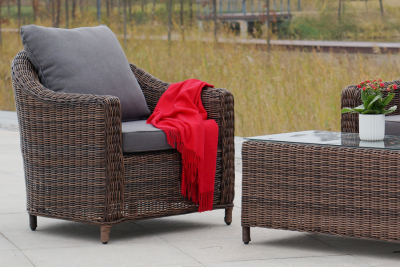 Комплект плетеной мебели 4SIS Кон Панна алюминий, искусственный ротанг, ткань коричневый Фото 15