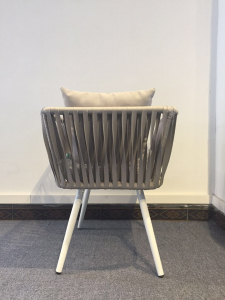 Кресло плетеное с подушкой Tagliamento Bitta алюминий, акрил серый, тортора Фото 3