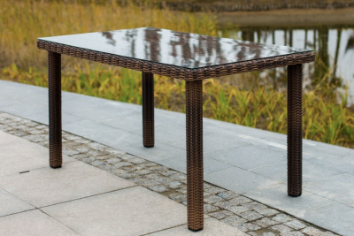 Стол плетеный со стеклом 4SIS Макиато алюминий, искусственный ротанг, закаленное стекло коричневый Фото 13