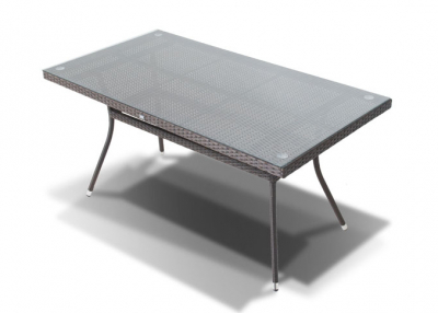 Стол плетеный обеденный со стеклом 4SIS Торре алюминий, искусственный ротанг, закаленное стекло коричневый Фото 4