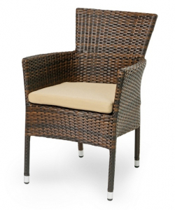 Кресло плетеное с подушкой JOYGARDEN Aroma алюминий, искусственный ротанг темно-коричневый Фото 1