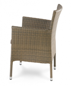 Кресло плетеное с подушкой JOYGARDEN Aroma алюминий, искусственный ротанг светло-коричневый Фото 2