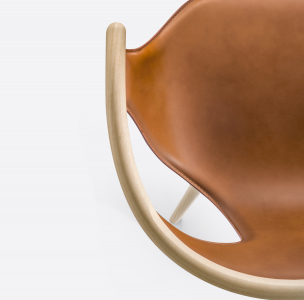 Кресло деревянное с обивкой PEDRALI Fox сталь, ясень, натуральная кожа беленый ясень, коричневый Фото 8