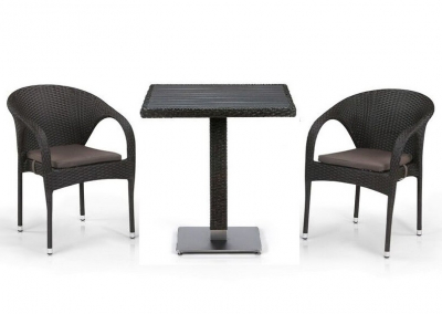 Комплект плетеной мебели Afina T607D/Y290-W53/52 Brown 2Pcs искусственный ротанг, сталь коричневый Фото 1