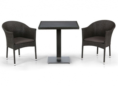Комплект плетеной мебели Afina T607D/Y350B-W53 Brown 2Pcs искусственный ротанг, сталь, ДПК коричневый Фото 1