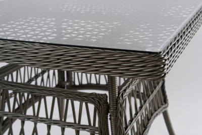 Стол плетеный со стеклом JOYGARDEN Cannes алюминий, искусственный ротанг, закаленное стекло темно-серый Фото 4