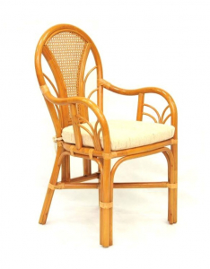 Кресло плетеное с подушкой Ecodesign Larisa натуральный ротанг, рогожка коньяк Фото 1