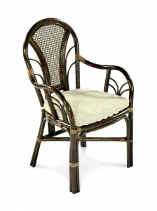 Кресло плетеное с подушкой Ecodesign Larisa натуральный ротанг, рогожка темно-коричневый Фото 1