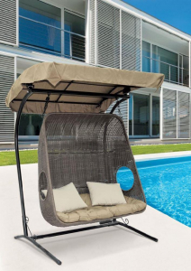 Кресло подвеcное для двоих Ecodesign Canopy сталь, искусственный ротанг коричневый Фото 1