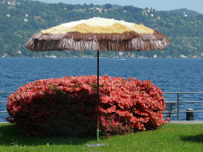 Зонт садовый с соломкой Maffei Tulum Maxi сталь, рафия слоновая кость, виски, коричневый Фото 1