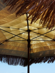 Зонт садовый с соломкой Maffei Tulum Maxi сталь, рафия слоновая кость, виски, коричневый Фото 3