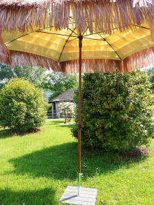 Зонт садовый с соломкой Maffei Tulum Maxi сталь, рафия слоновая кость, виски, коричневый Фото 5