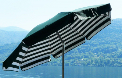 Зонт пляжный с поворотной рамой Maffei Venezia сталь, хлопок белый, зеленый Фото 2