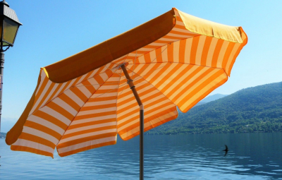 Зонт пляжный с поворотной рамой Maffei Venezia сталь, хлопок белый, желтый Фото 2