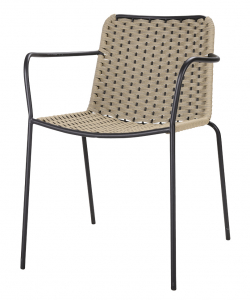 Кресло плетеное Grattoni Cannes сталь, текстилен антрацит, бежевый Фото 1