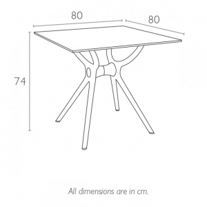 Стол пластиковый Siesta Contract Air Table 80 пластик, ламинат HPL белый Фото 2