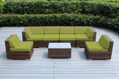 Комплект плетеной мебели Afina YR822BG Brown/Green искусственный ротанг, сталь коричневый, зеленый Фото 1