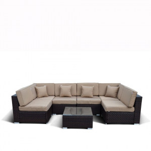 Комплект плетеной мебели Afina YR822-W53 Old Brown искусственный ротанг, сталь коричневый, бежевый Фото 9