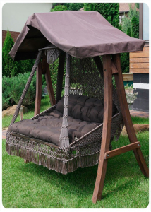 Кресло подвесное с каркасом с крышей Besta Fiesta Сеара Каравелла полиамидная нить коричневый Фото 3
