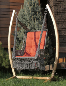 Кресло подвесное с каркасом Besta Fiesta Инка полиамидная нить серебристо-черный, оранжевый Фото 1