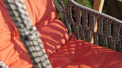 Кресло подвесное с каркасом Besta Fiesta Инка полиамидная нить серебристо-черный, оранжевый Фото 4