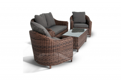 Комплект плетеной мебели 4SIS Кон Панна алюминий, искусственный ротанг, ткань коричневый Фото 4