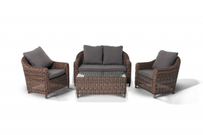 Комплект плетеной мебели 4SIS Кон Панна алюминий, искусственный ротанг, ткань коричневый Фото 2