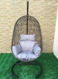 Кресло плетеное подвесное Ротанг Плюс Изи сталь, искусственный ротанг бежево-коричневый Фото 1