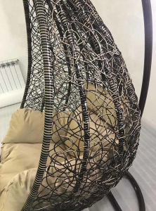Кресло плетеное подвесное Ротанг Плюс Изи сталь, искусственный ротанг бежево-коричневый Фото 3