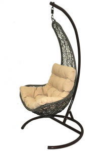 Кресло плетеное подвесное Ротанг Плюс Грация сталь, искусственный ротанг бежево-коричневый Фото 2