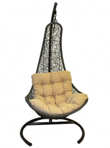 Кресло плетеное подвесное Ротанг Плюс Грация сталь, искусственный ротанг бежево-коричневый Фото 1