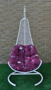 Кресло плетеное подвесное Ротанг Плюс Грация сталь, искусственный ротанг белый Фото 7