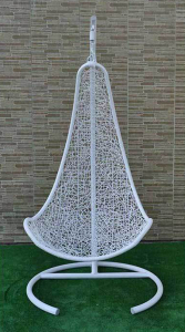 Кресло плетеное подвесное Ротанг Плюс Грация сталь, искусственный ротанг белый Фото 13