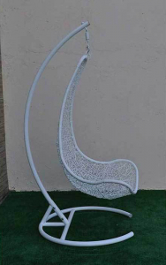 Кресло плетеное подвесное Ротанг Плюс Грация сталь, искусственный ротанг белый Фото 15