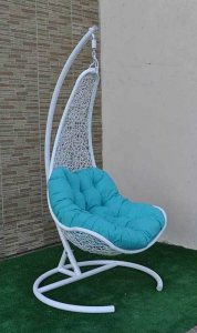 Кресло плетеное подвесное Ротанг Плюс Грация сталь, искусственный ротанг белый Фото 2