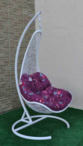 Кресло плетеное подвесное Ротанг Плюс Грация сталь, искусственный ротанг белый Фото 8