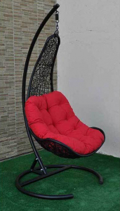 Кресло плетеное подвесное Ротанг Плюс Грация сталь, искусственный ротанг черный Фото 2