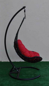 Кресло плетеное подвесное Ротанг Плюс Грация сталь, искусственный ротанг черный Фото 3