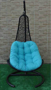 Кресло плетеное подвесное Ротанг Плюс Грация сталь, искусственный ротанг черный Фото 4