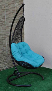 Кресло плетеное подвесное Ротанг Плюс Грация сталь, искусственный ротанг черный Фото 5