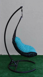 Кресло плетеное подвесное Ротанг Плюс Грация сталь, искусственный ротанг черный Фото 6