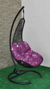 Кресло плетеное подвесное Ротанг Плюс Грация сталь, искусственный ротанг черный Фото 8