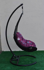 Кресло плетеное подвесное Ротанг Плюс Грация сталь, искусственный ротанг черный Фото 9