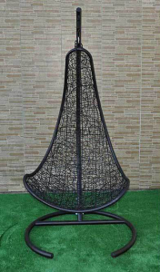 Кресло плетеное подвесное Ротанг Плюс Грация сталь, искусственный ротанг черный Фото 13