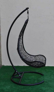 Кресло плетеное подвесное Ротанг Плюс Грация сталь, искусственный ротанг черный Фото 15