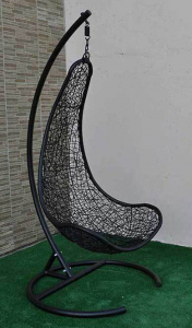 Кресло плетеное подвесное Ротанг Плюс Грация сталь, искусственный ротанг черный Фото 14